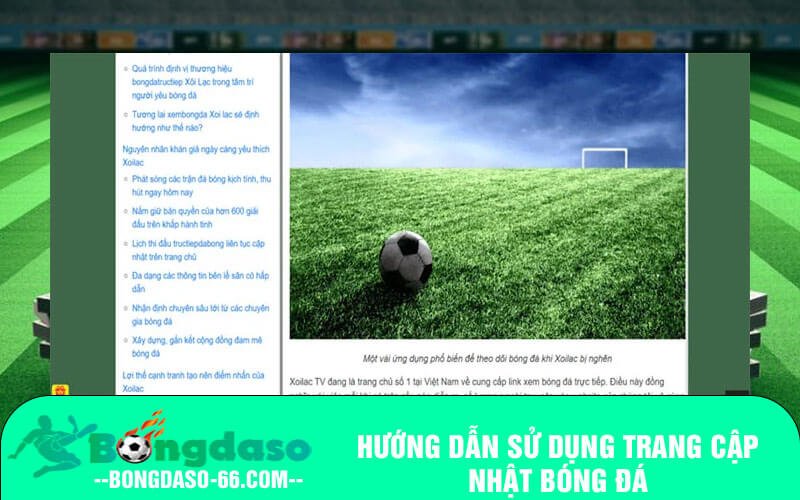 Hướng dẫn sử dụng trang cập nhật bóng đá